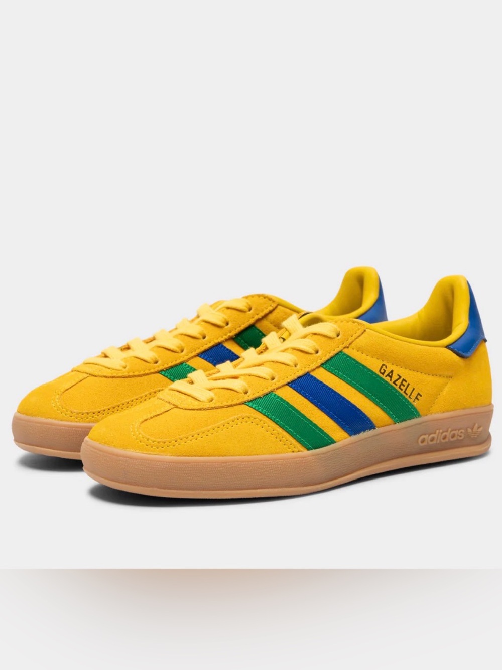 adidas Yellow Suede Sneakers with Green & Blue Stripes